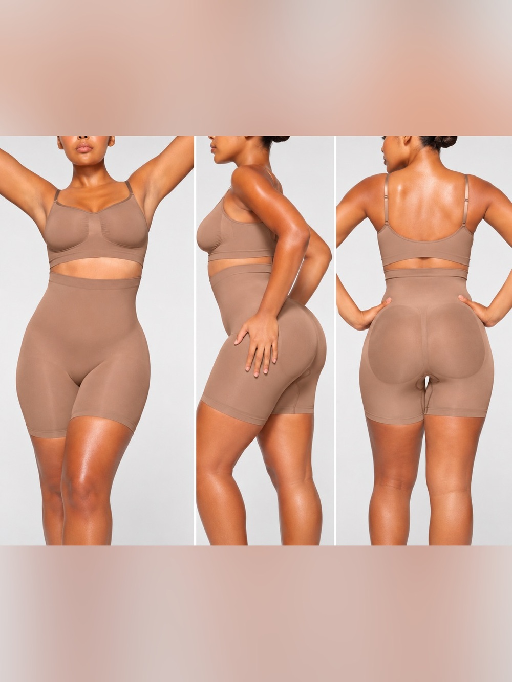 SKIMS Seamless Sculpt Mid Thigh Short Shapewear tan Size M